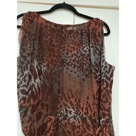 Jessica London Wrap Dress Womens 16 Red Ochre  Gray Sleeveless Lined Maxi Casual - Picture 11 of 16